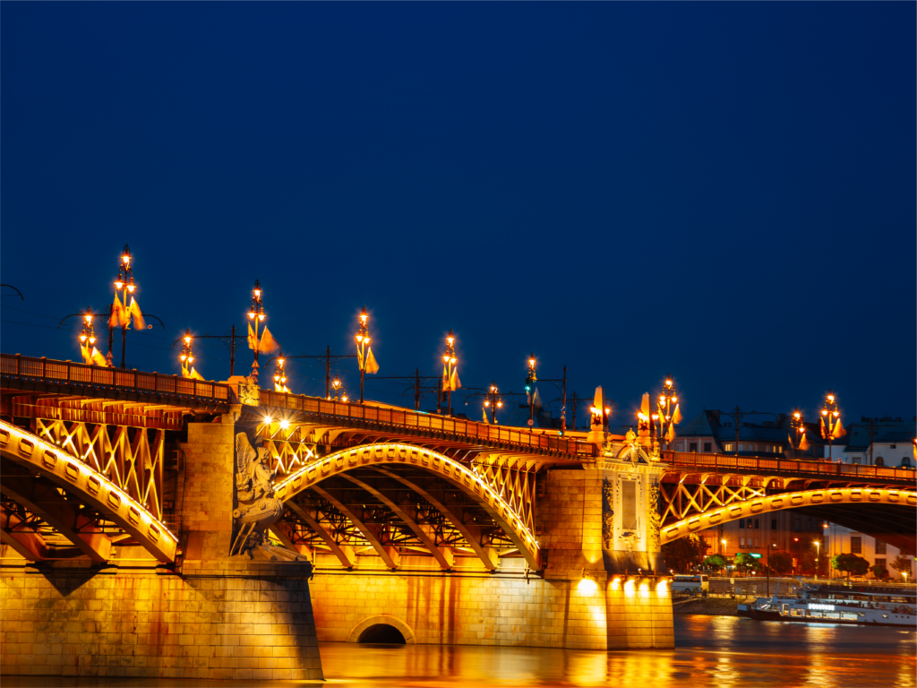 The Danube River at night.